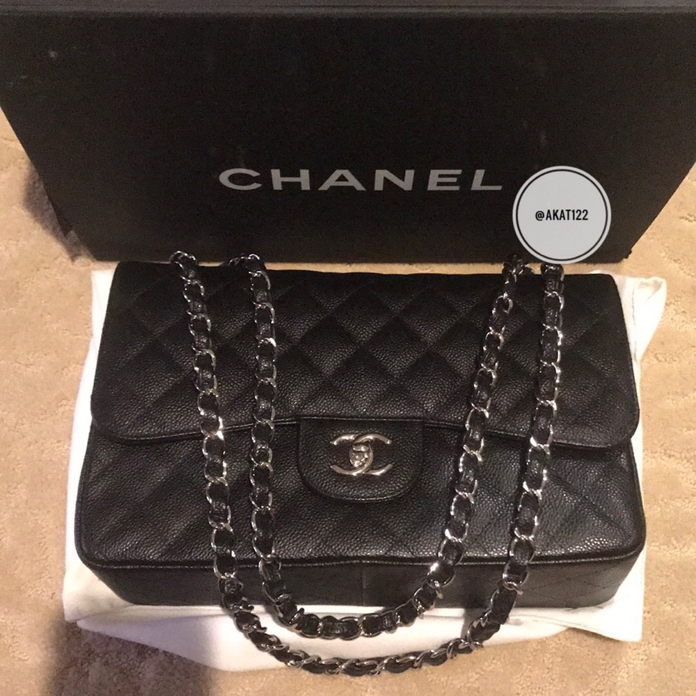 Chanel jumbo double flap black caviar SHW